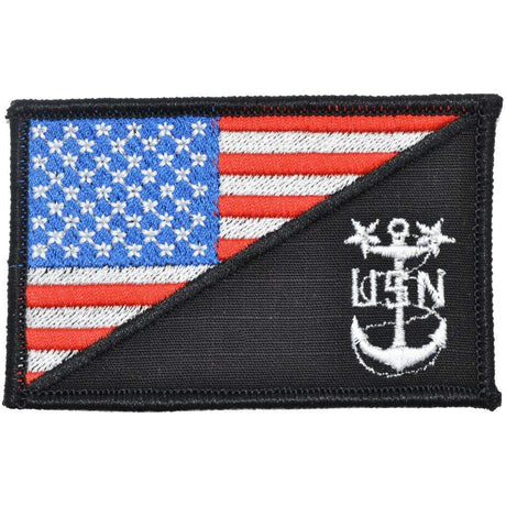 Navy MCPO Master Chief Petty Officer USA Flag - 2.25x3.5 inch Patch in Full Color