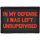 In My Defense I Was Left Unsupervised - 2x3 Patch in Black w/ Red, alternate view 2