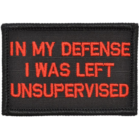 In My Defense I Was Left Unsupervised - 2x3 Patch in Black w/ Red, alternate view 2