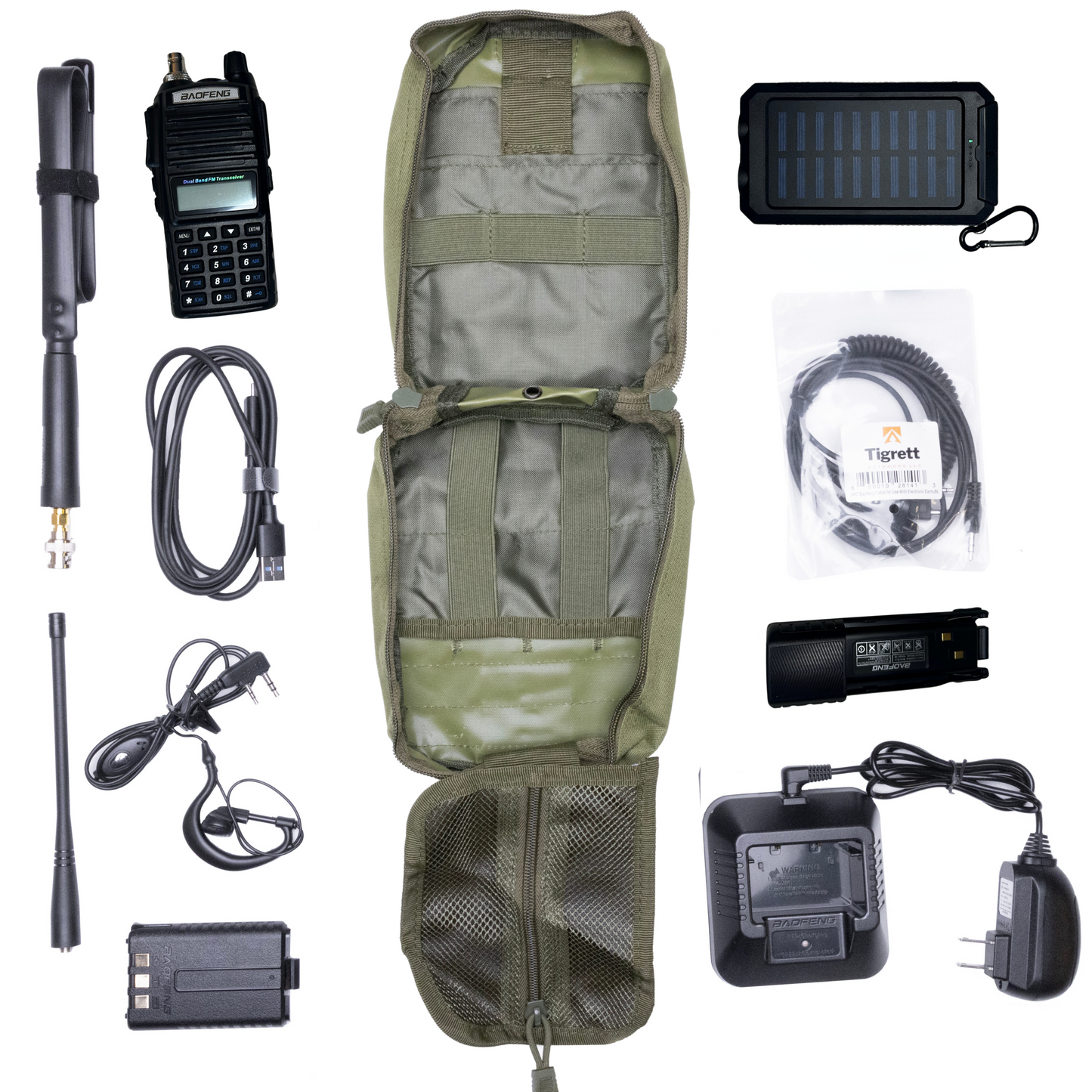 Radio Go Bag with Solar Charger and UV82HP Programmed Radio Bugout Kit - HR Tactical Innovations