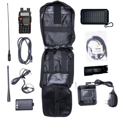 Radio Go Bag with Solar Charger and BF-F8HP 8 watt Programmed Radio Bugout Kit with Nagoya NA771 - HR Tactical Innovations