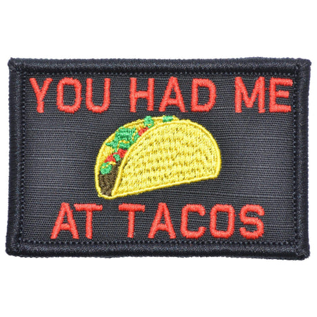You Had Me At Tacos - 2x3 Patch in Black w/ Red, alternate view 2