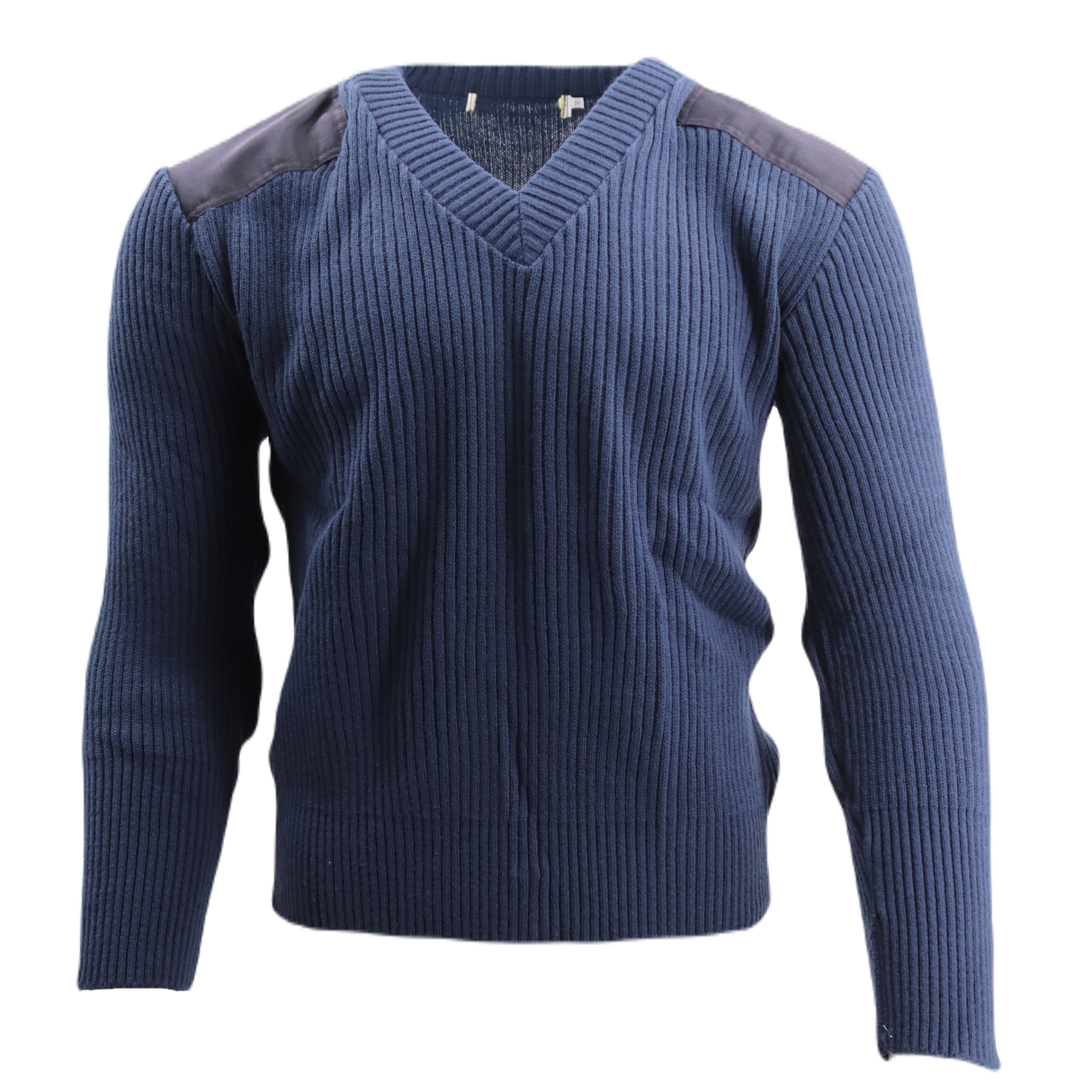 V-Neck Wool Blend Commando Sweater in Navy, alternate view 3
