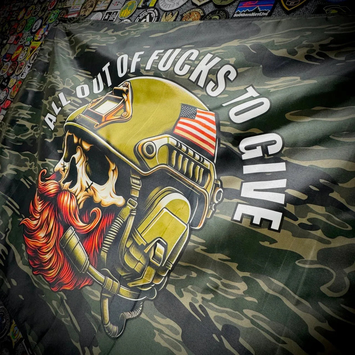 Tactical Gear Junkie All Out of Fucks 3x5 Wall Banner, alternate view 2