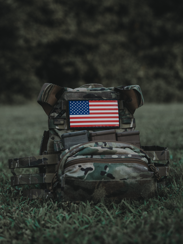 American Flag Leather Patch - UV Print in 5.5x3"