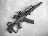 Arisaka Hand Stop M-Lok in black installed on an AK-pattern M-Lok handguard