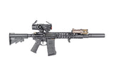 Arisaka Hand Stop Picatinny in black installed on a complete rifle