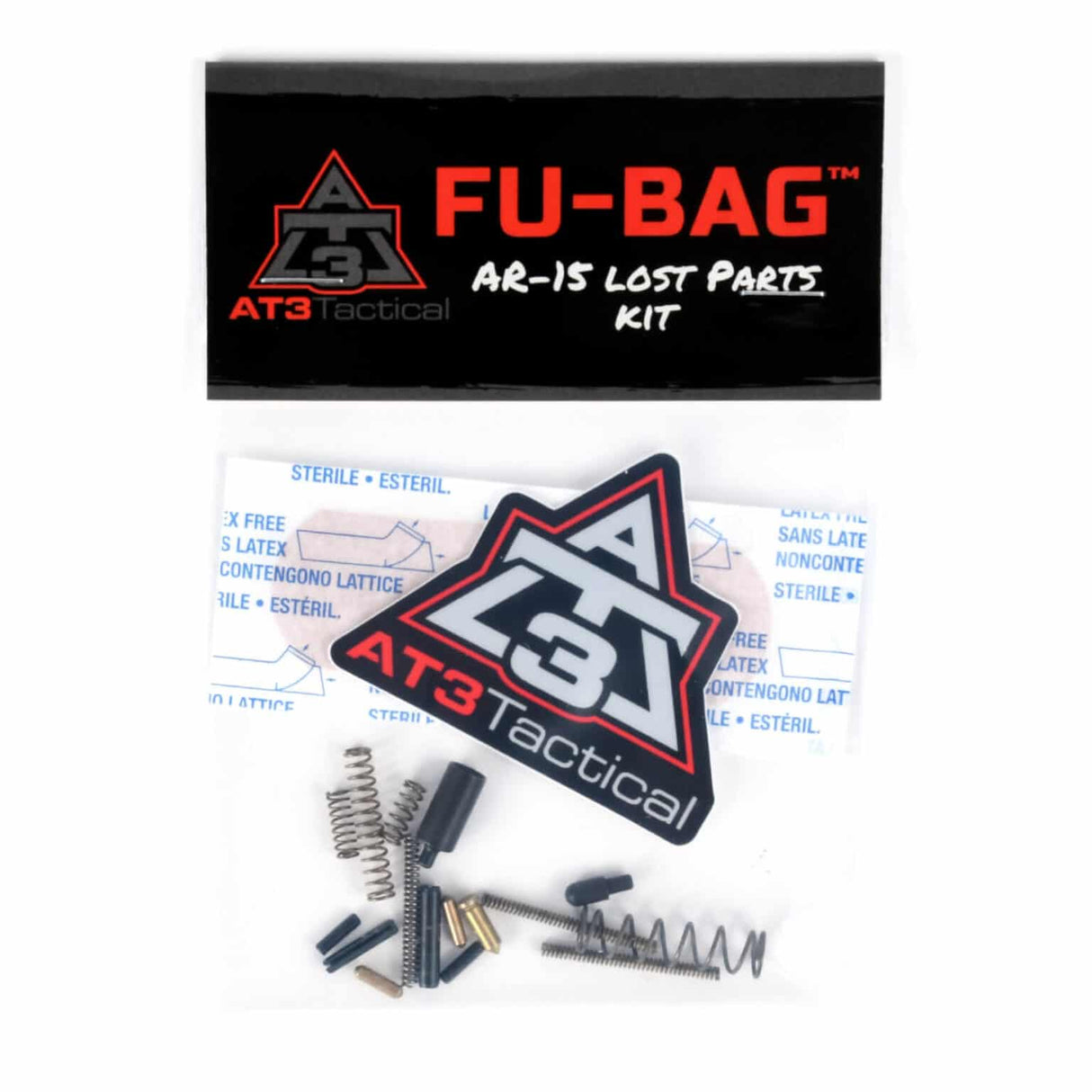 AT3 FU-BAG AR-15 lost parts kit replacement components laid out