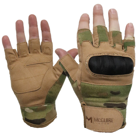 Tactical Half Finger Hard Knuckle Gloves in Coyote
