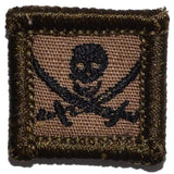 Tactical Gear Junkie Pirate Jolly Roger 1x1 Patch in Coyote Brown w/ Black, alternate view 4