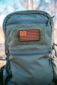 Betsy Ross Flag Leather Patch – Walnut Dye / Brown Thread — alternate view 4