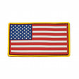 American flag PVC patch with yellow border on a white background