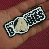 "Fun Size Boobs" - Easily Distracted By Boobies (Uncensored) - 4 inch PVC Patch - in Alien