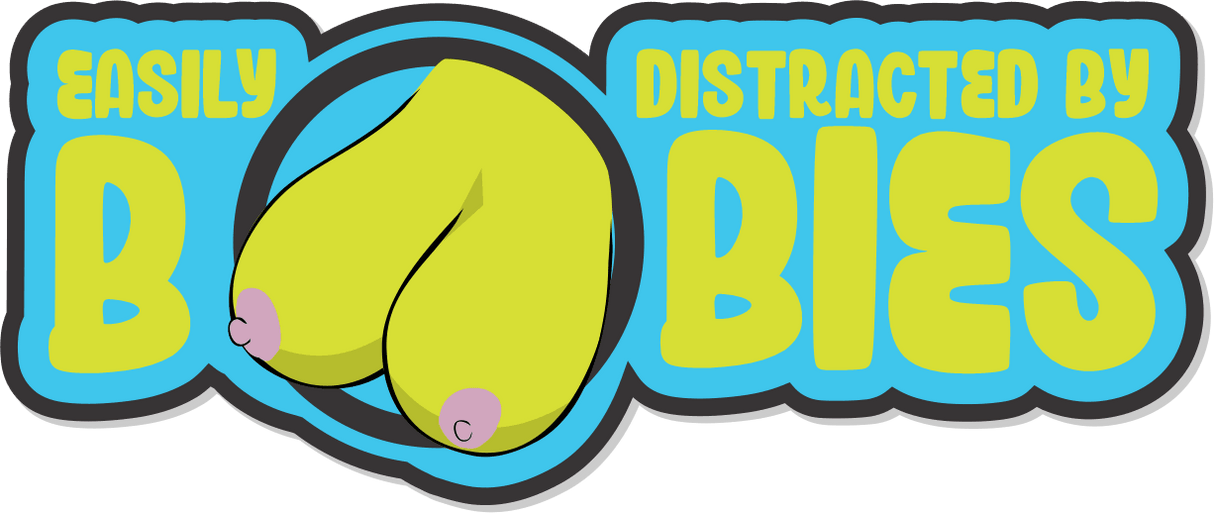 Easily Distracted By Boobies - 4.5" Sticker in Alien, alternate view 4