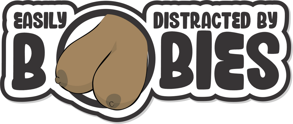 Easily Distracted By Boobies - 4.5" Sticker in Chocolate, alternate view 3