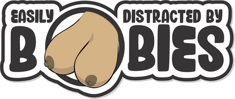Easily Distracted By Boobies - 4.5" Sticker in Caramel, alternate view 2