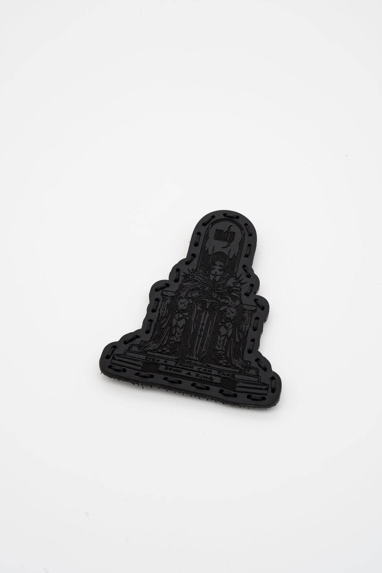Checkmate Leather Patch in Black Dye / Black Thread, alternate view 3