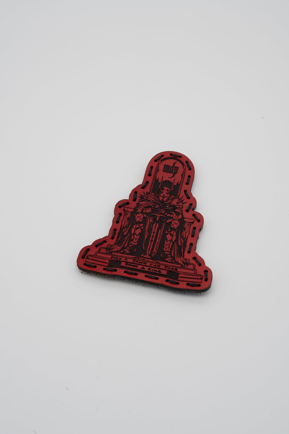 Checkmate Leather Patch in Light Brown Dye / Black Thread, alternate view 4