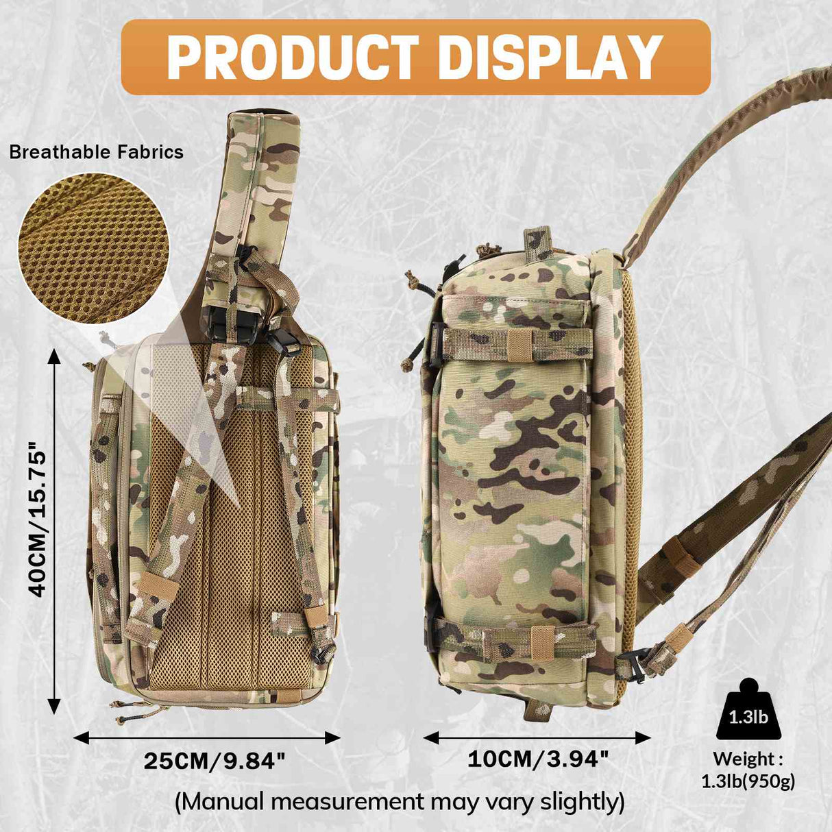 Votagoo 13L Tactical Sling Bag, alternate view 3
