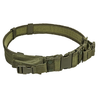 NcSTAR tactical belt with two pouches in Olive Drab Green