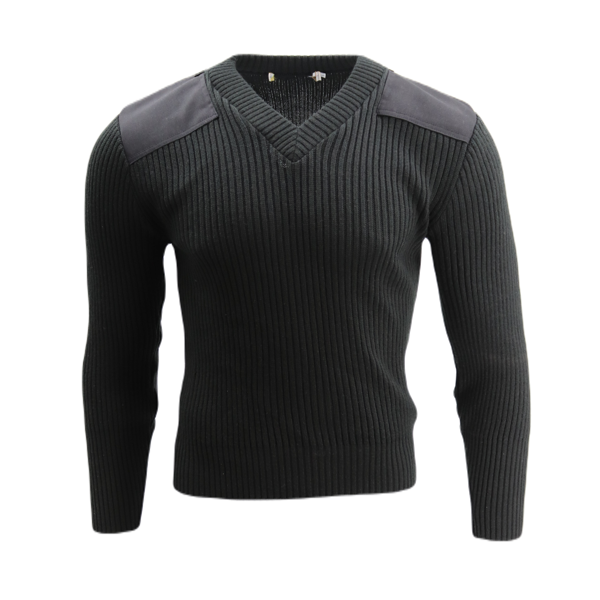 V-Neck Wool Blend Commando Sweater in Black
