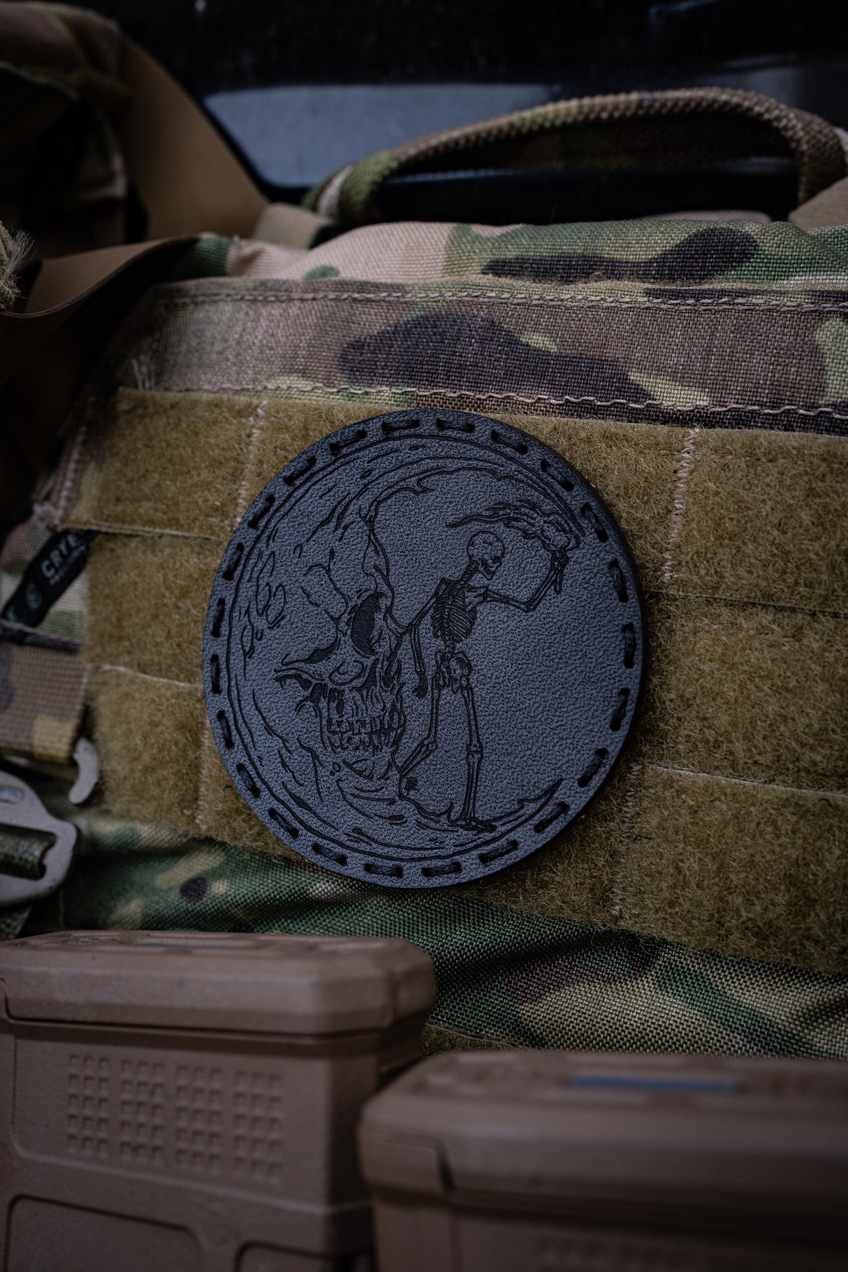 Through the Darkness Leather Patch in Black Dye / Black Thread