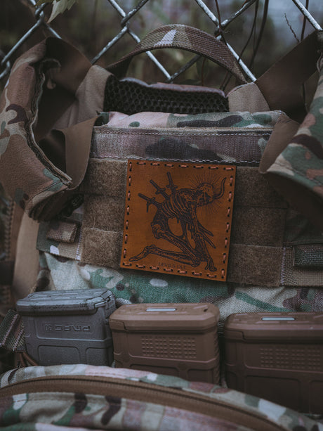 Devil's Due Leather Patch in Walnut Dye / Brown Thread, alternate view 2