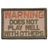 WARNING: Does Not Play Well With Others - 2x3 Patch in Olive Drab, alternate view 3