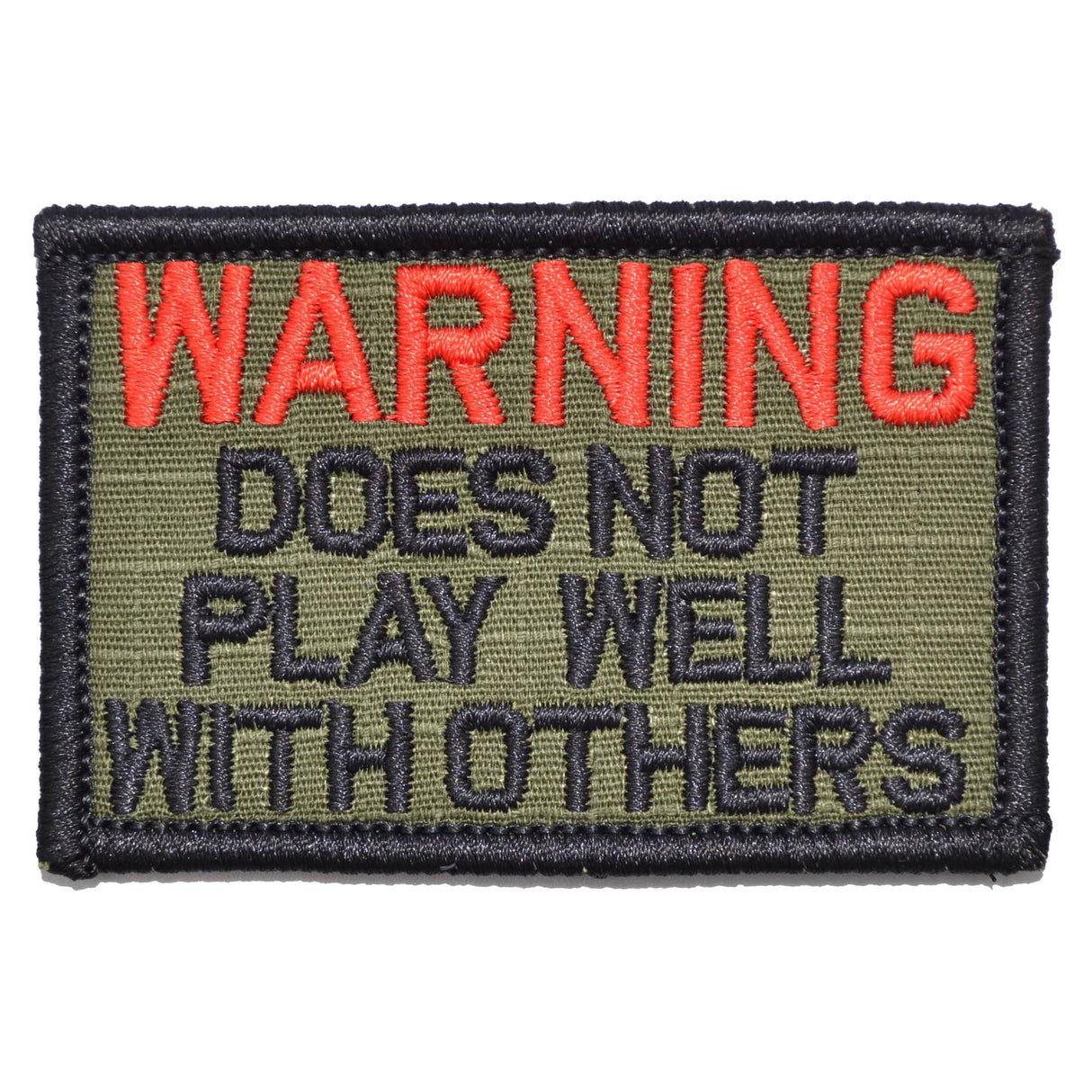 WARNING: Does Not Play Well With Others - 2x3 Patch in Red w/ Black, alternate view 4