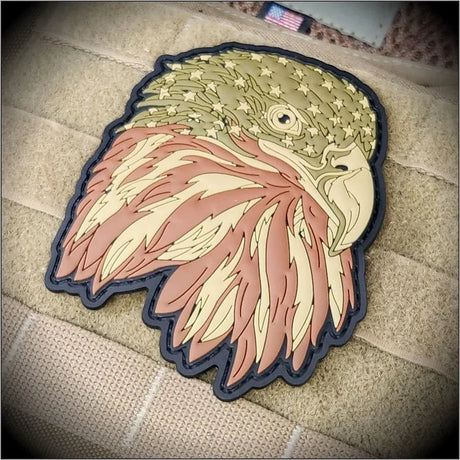 The Ultimate expression of Freedom the American Flag Eagle PVC Patch - 4" Tall with Hook Backing in Subdued, alternate view 2
