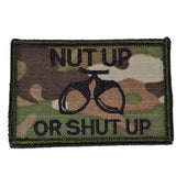 Tactical Gear Junkie Nut Up or Shut Up 2x3 Patch in Coyote Brown w/ Black, alternate view 4