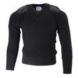 V-Neck Wool Commando Sweater - Small in Black