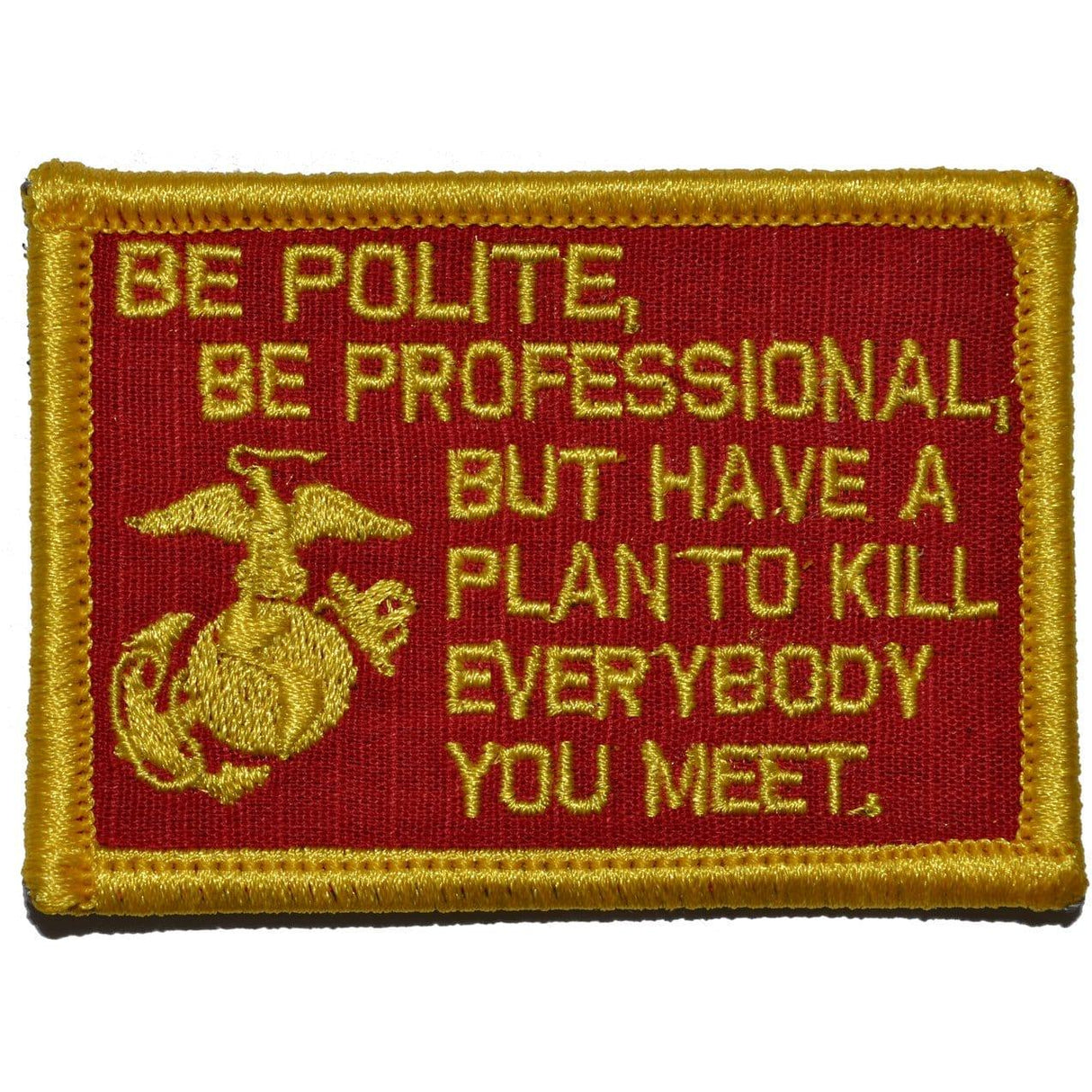 Be Polite, Be Professional USMC Mattis Quote - 2x3 Patch in Black, alternate view 2