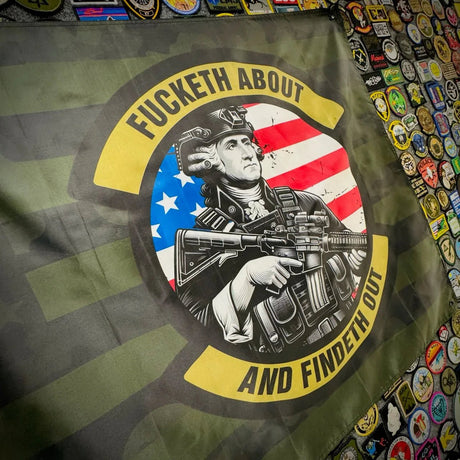 Fucketh About And Findeth Out / US Flag - 3'x5' - TGJ Wall Banner, alternate view 2