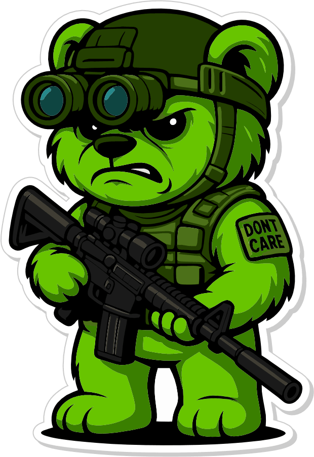 Night-Ops Bear - IDFC BEARS - 3.75" Sticker - Green, alternate view 2