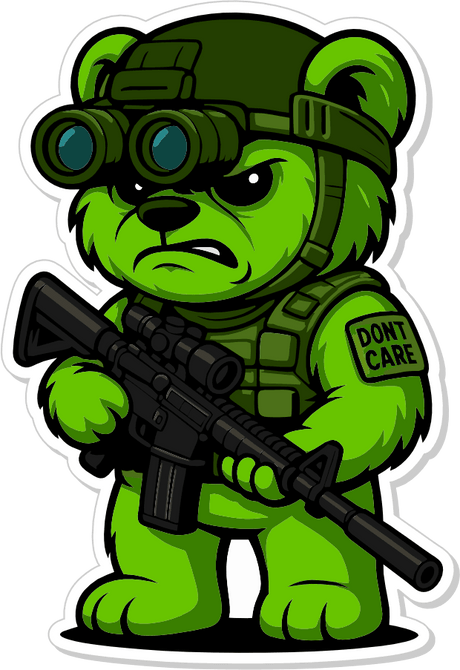 Night-Ops Bear - IDFC BEARS - 3.75" Sticker - Green, alternate view 2