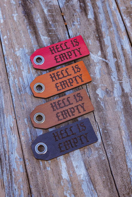 Hell is Empty Leather Keychain in Black