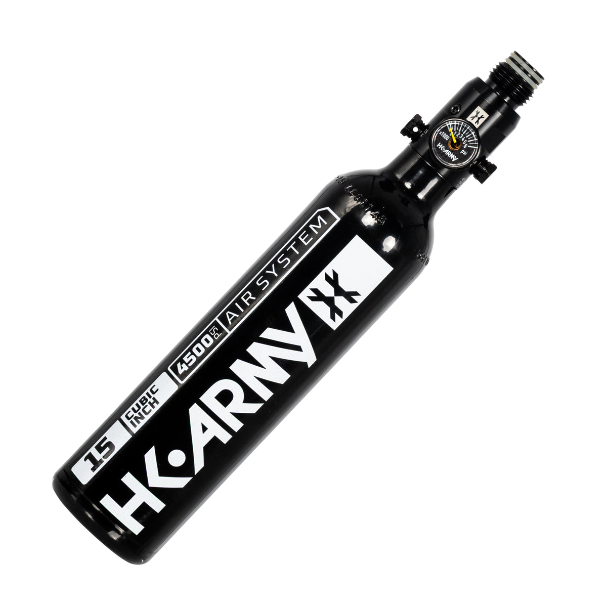 HK Army 15ci 4500 PSI aluminum HPA tank in black with regulator