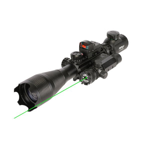 Pinty 4-in-1 4-16x50 Rifle Scope Combo with Laser and Red Dot