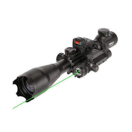 Pinty 4-in-1 4-16x50 Rifle Scope Combo with Laser and Red Dot