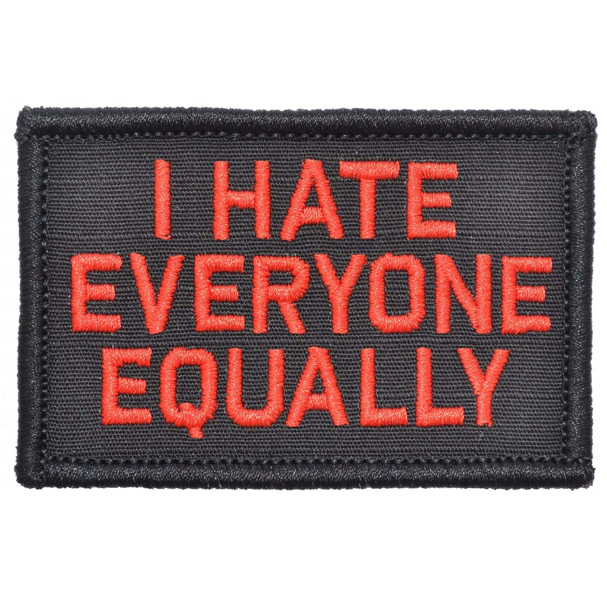 I Hate Everyone Equally - 2x3 Patch in Black w/ Red, alternate view 2