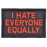 I Hate Everyone Equally - 2x3 Patch in Black w/ Red, alternate view 2