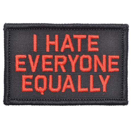 I Hate Everyone Equally - 2x3 Patch in Black w/ Red, alternate view 2
