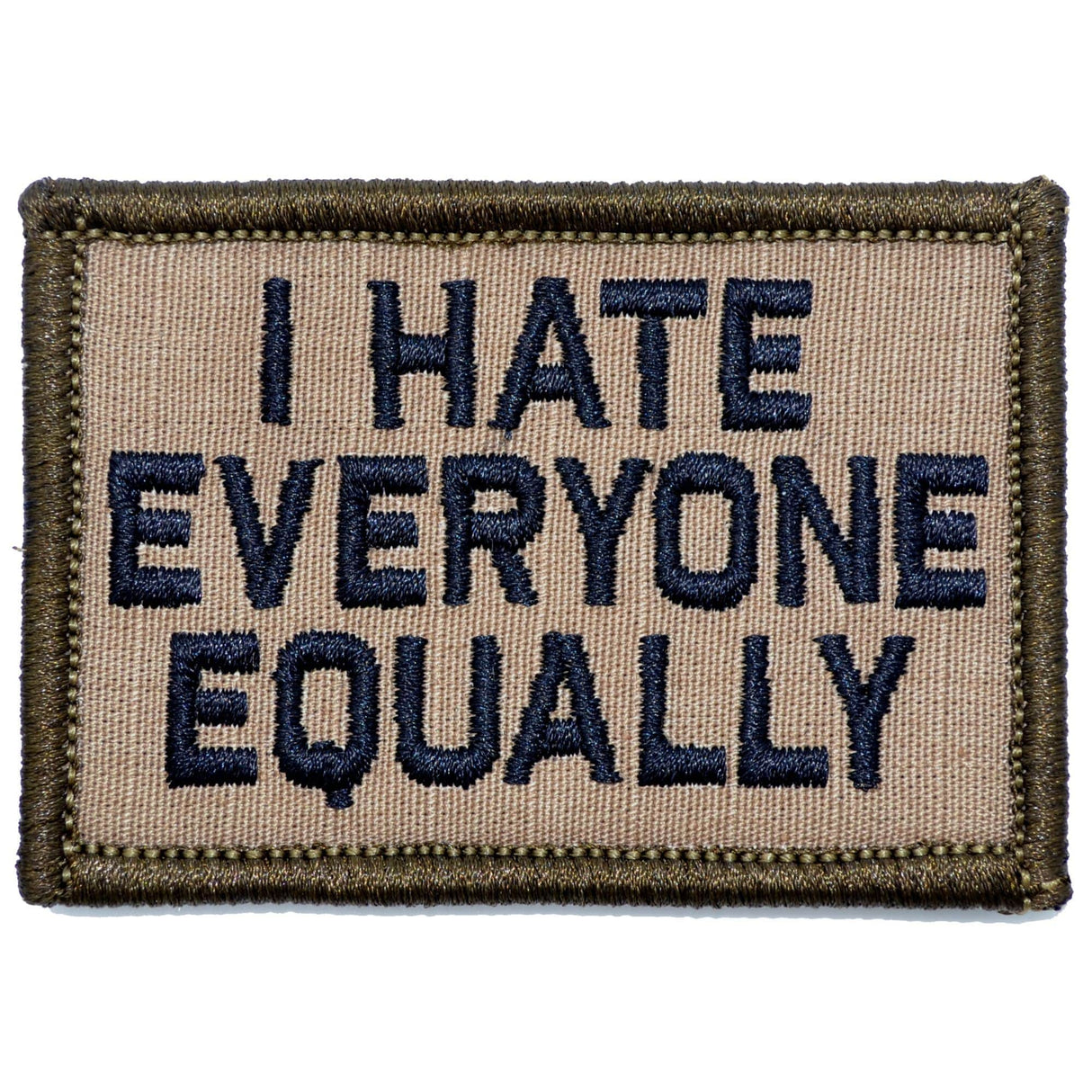 I Hate Everyone Equally - 2x3 Patch in Coyote Brown w/ Black, alternate view 4