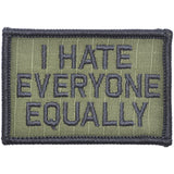 I Hate Everyone Equally - 2x3 Patch in Olive Drab, alternate view 5