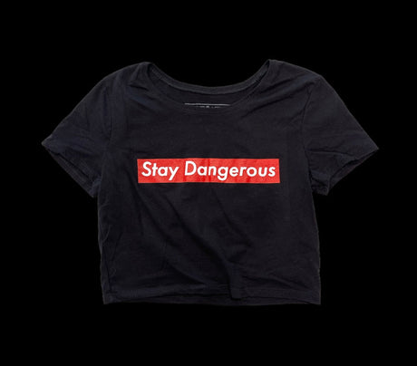 "STAY DANGEROUS" CROP (MIL GREEN & BLACK) in XS/S, alternate view 2