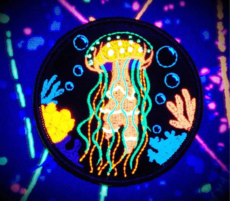 Tactical Gear Junkie Blacklight Jellyfish 3.5 Inch Velvet Patch, alternate view 2
