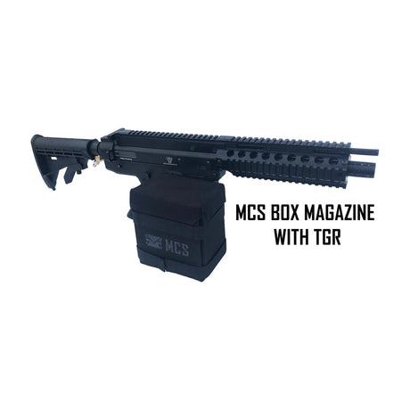 MCS Gen3 Vortex Drive box magazine installed on a MAXTACT TGR paintball marker