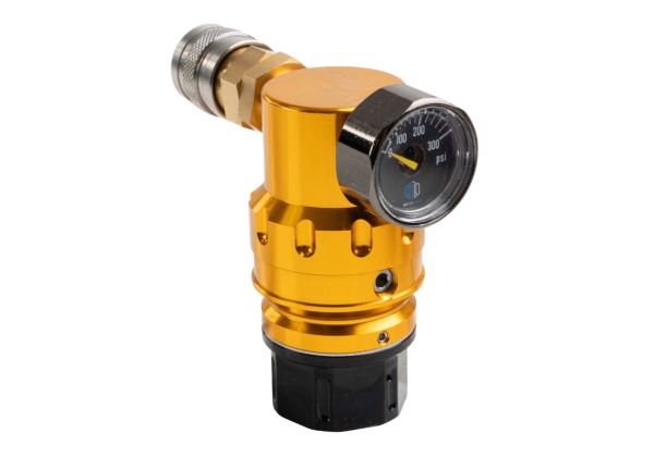 MechLabs FLO MAX regulator with on/off in gold