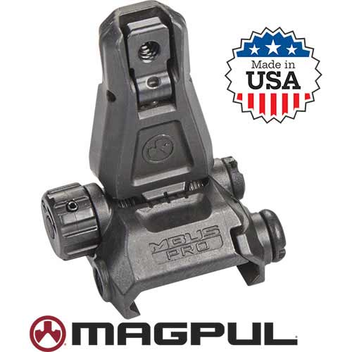 Close-up of Magpul MBUS Pro rear sight windage adjustment knob